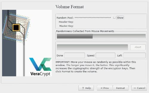 VeraCrypt generar entropía