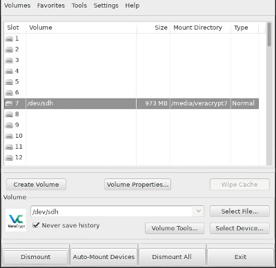 Unidad montada VeraCrypt