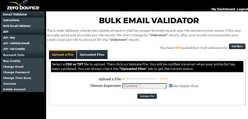 Zerobounce-bulk-email-validator