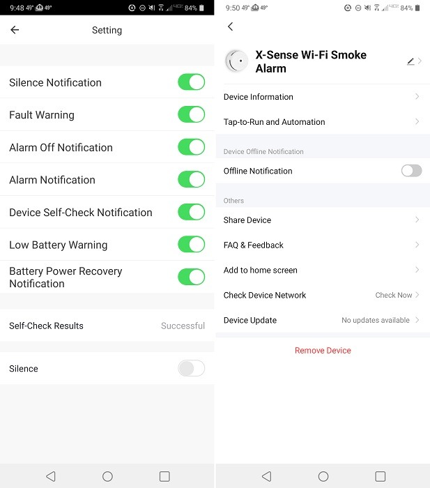 Configuración de la aplicación de revisión del detector de humo Wi Fi X Sense