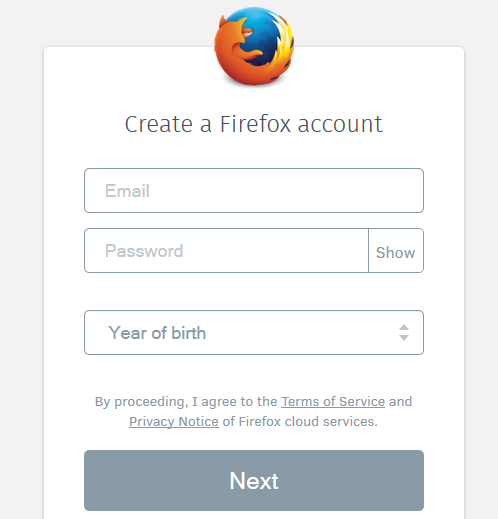 Configuración de la cuenta de Firefox