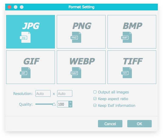 configuración de formato joyoshare