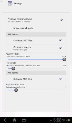 configuración del optimizador de imagen