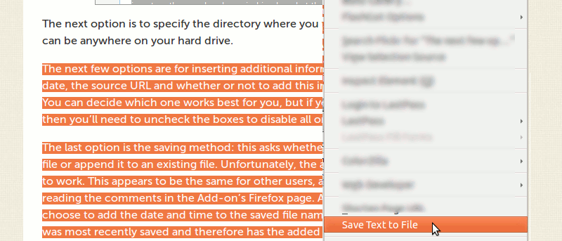 Cómo guardar texto resaltado en Firefox en un archivo