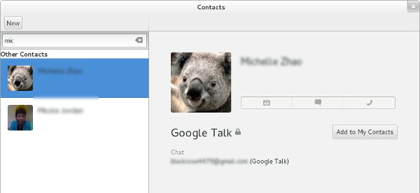 Búsqueda de contactos de GNOME