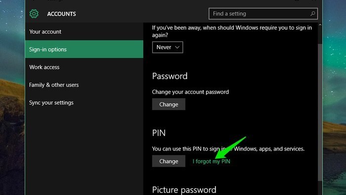 Windows 10-Restablecer PIN