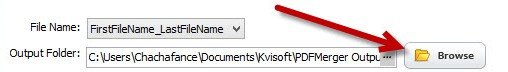 Cambie la carpeta de salida para sus archivos combinados en PDF Merger.