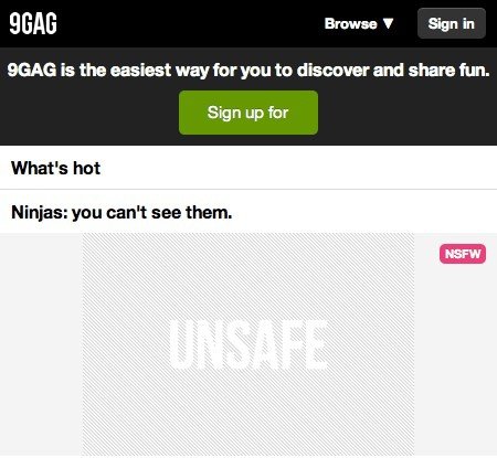 Imágenes no seguras en 9gag a través de Instafun para Mac.