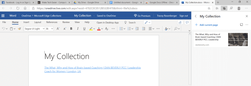 Colecciones de Microsoft Edge Enviar a Word