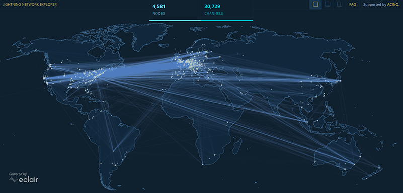 Mapa del explorador de la red Lightning