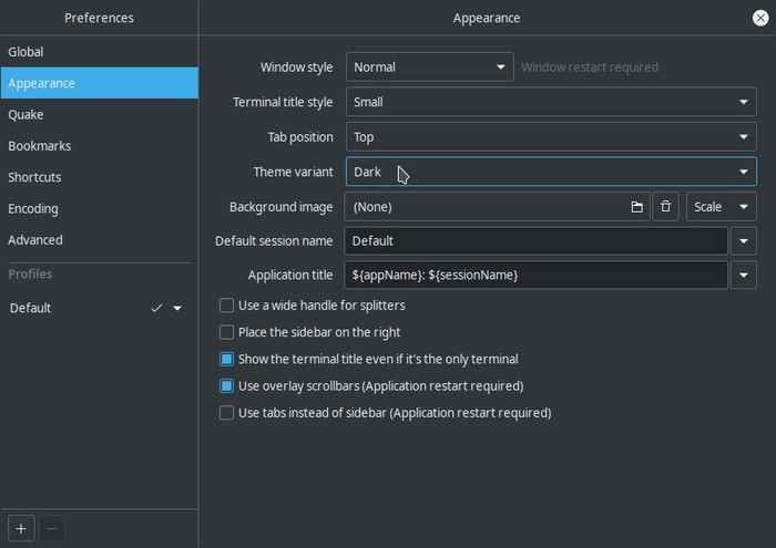 Terminal actualizado con Tilix Dark Theme