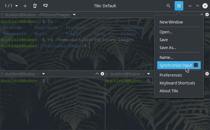 Terminal actualizado con entrada de sincronización Tilix