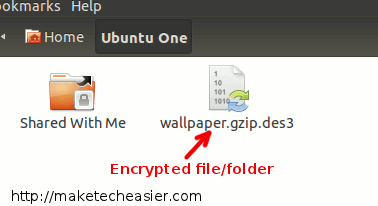 cifrar-fol o descifrar el archivo/carpeta.  En este caso, elegiremos Encryptder-in-ubuntu-one