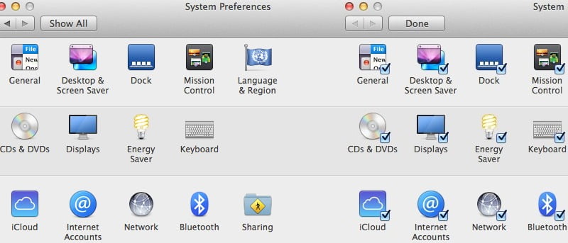 Cómo ocultar los iconos del panel de preferencias en Mac OS X