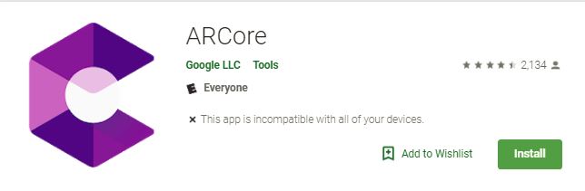 arcore-google-play-pagina