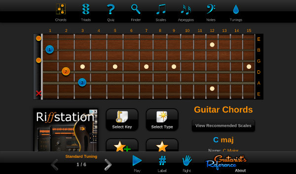 Aplicación Chord Finder de Chrome