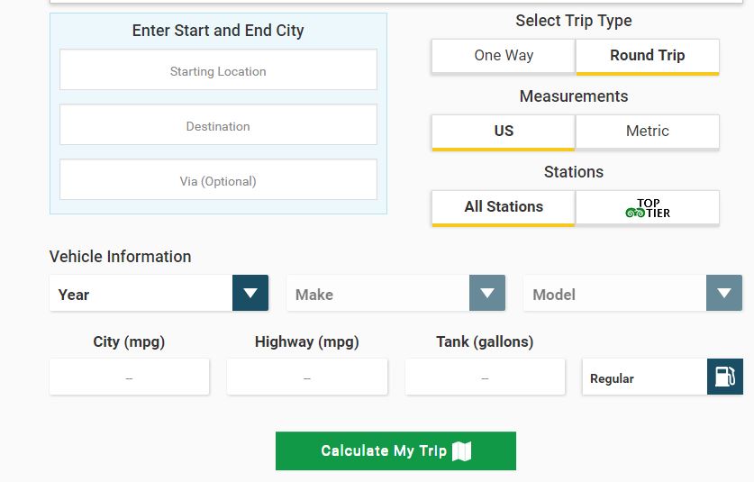 herramientas de estimación del costo de vida - gas buddy