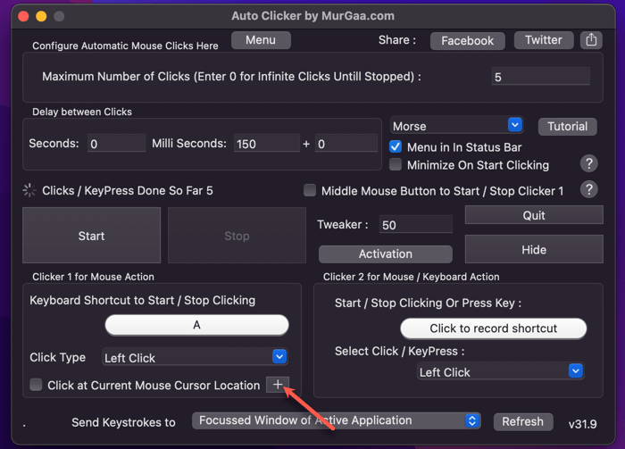 Seleccionar ubicación para hacer clic automáticamente