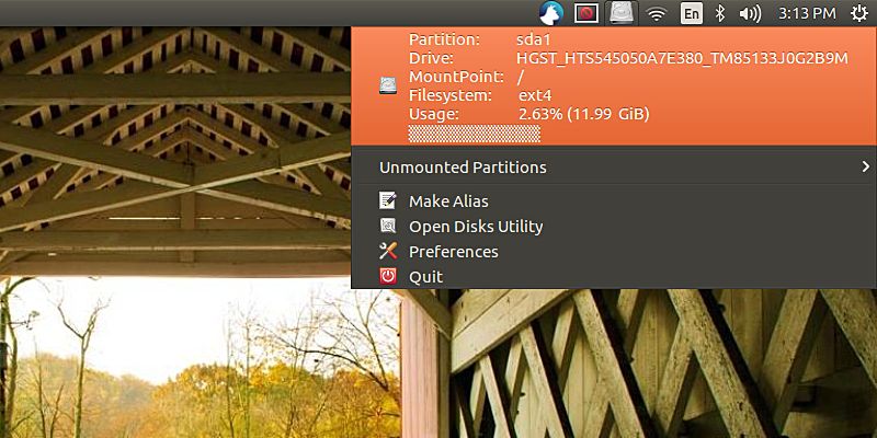 Cómo mostrar el uso del sistema de archivos en la bandeja del sistema de Ubuntu