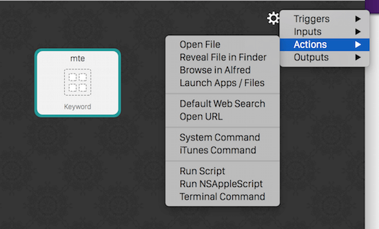 Alfred-workflow-acciones