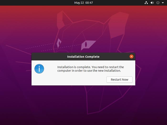 Revisión de Ubuntu 2004 Reiniciar en el sistema operativo