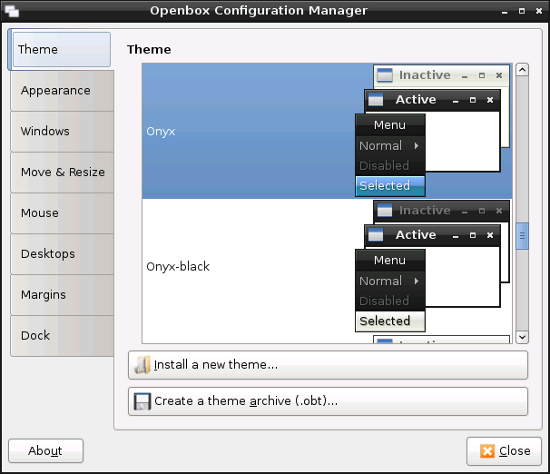 Administrador de configuración de Openbox