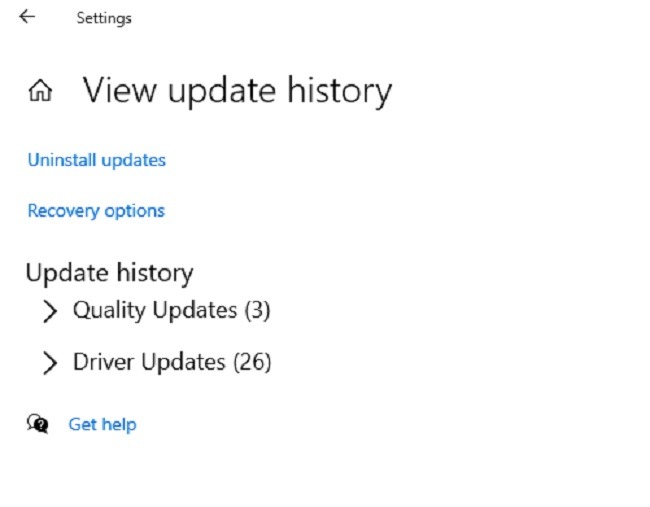 Lista de comprobación de actualizaciones de Windows 10 Historial de actualizaciones