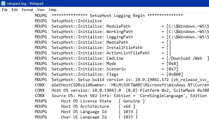 Archivo de registro detallado de Setupdiag