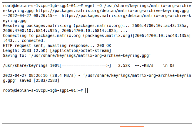 Matrix Server 13 Agregar claves de Matrix Repo