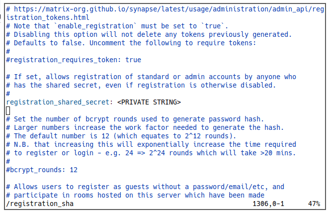 Matrix Server 23 Homeserver Yaml secreto