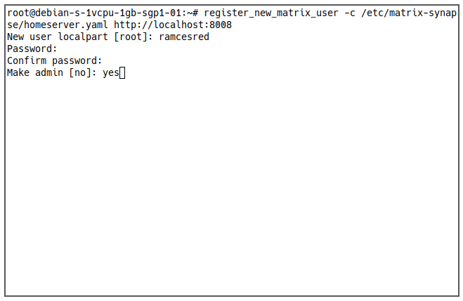 Administrador de primer usuario de Matrix Server 26