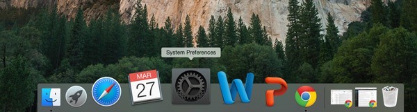 OS X Dock: Preferencias del sistema seleccionadas.