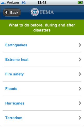 Aplicación de FEMA para iOS