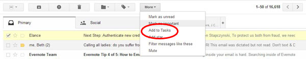 Tareas de Gmail - Agregar un correo electrónico