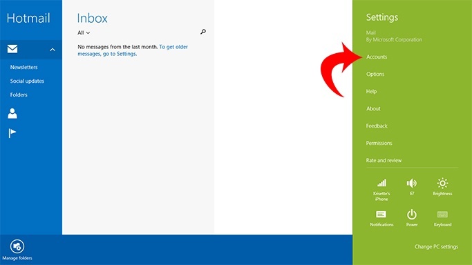 cuentas de configuración de correo electrónico de windows8livetile