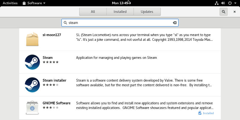 Búsqueda de software de GNOME