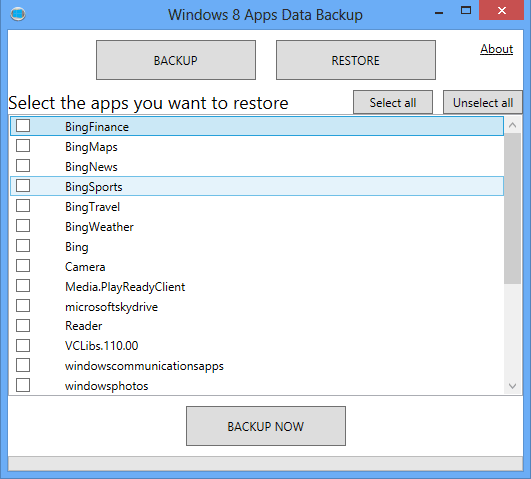 Uso de la copia de seguridad de datos de aplicaciones de Windows 8