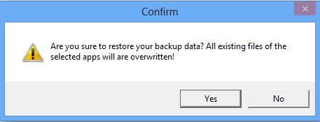 Confirmación de la restauración de datos de la aplicación de Windows 8
