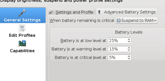 Ajustes de configuración de PowerDevil