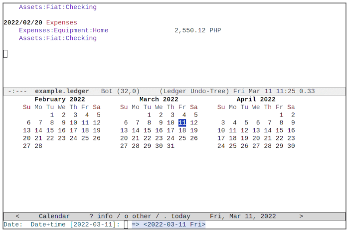 Emacs Ledger 12 Nueva fecha de transacción