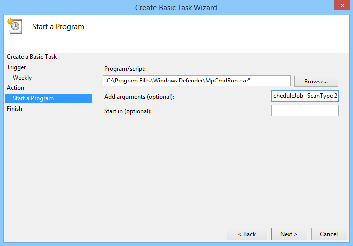 Configure para realizar solo un escaneo rápido.