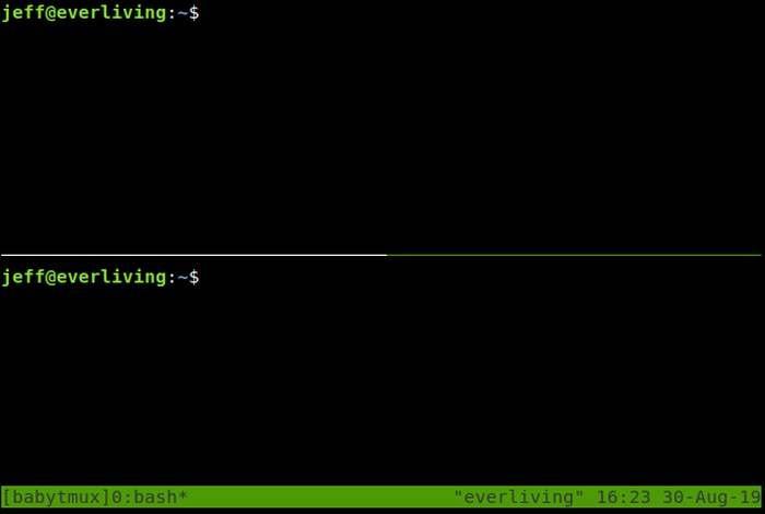 División horizontal de Tmux