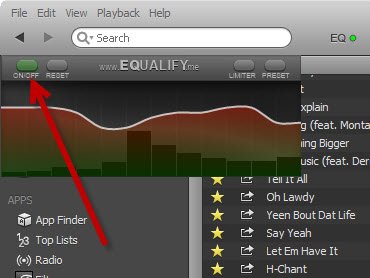 Haga clic en el botón de encendido/apagado para encender el ecualizador.