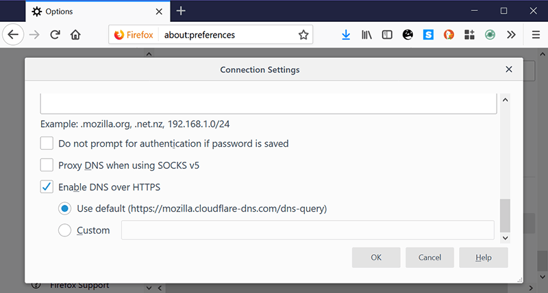 Dns sobre Https Configuración de red Firefox Habilitar