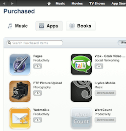 Aplicaciones compradas en iTunes