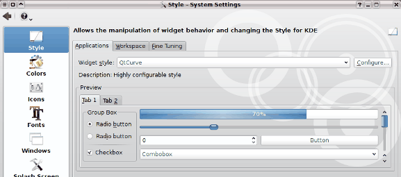 Configuración de QtCurve