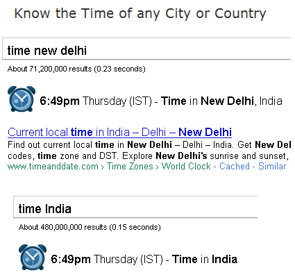 Búsqueda especial de Google - Conozca la hora de cualquier ciudad o país