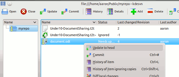 kdesvn-actualización a la cabeza