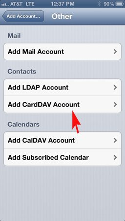 Cuenta CardDav iOS