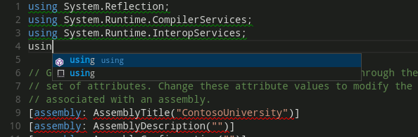 Finalización de código en VS Code.